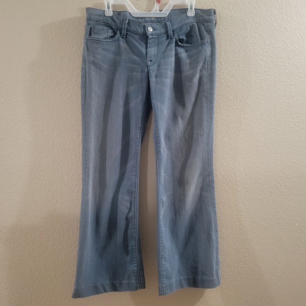 7 For All Mankind Gray Flare Wide Leg Jeans